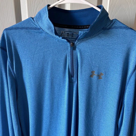 Blue striped Under Armour pullover with zipper. Like new! - Picture 2 of 3